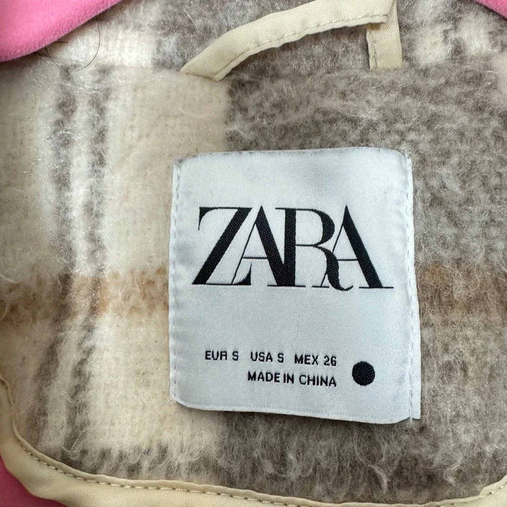 ZARA Plaid Shacket Oversized S Beige Brown Grunge Cabincore Fall‎ Layering Chore